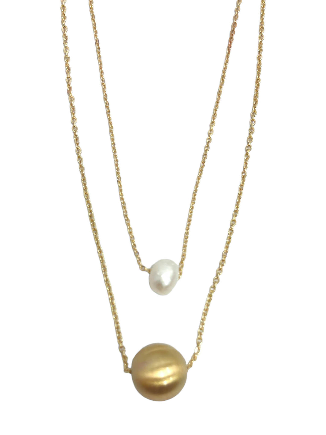 Metal Ball w/ Fresh Water Pearl Necklace