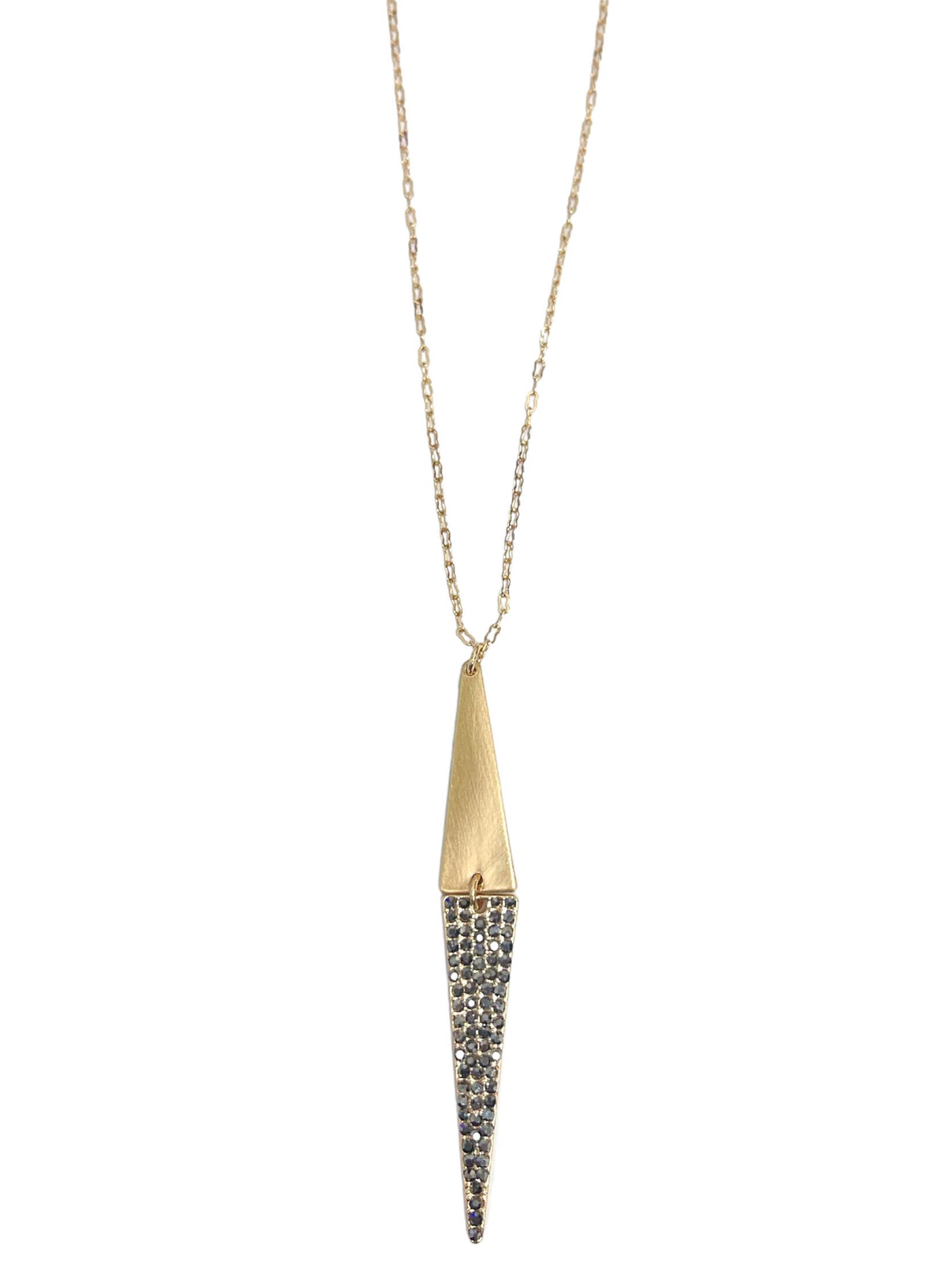 Triangle Pave & Metal Pendant Necklace