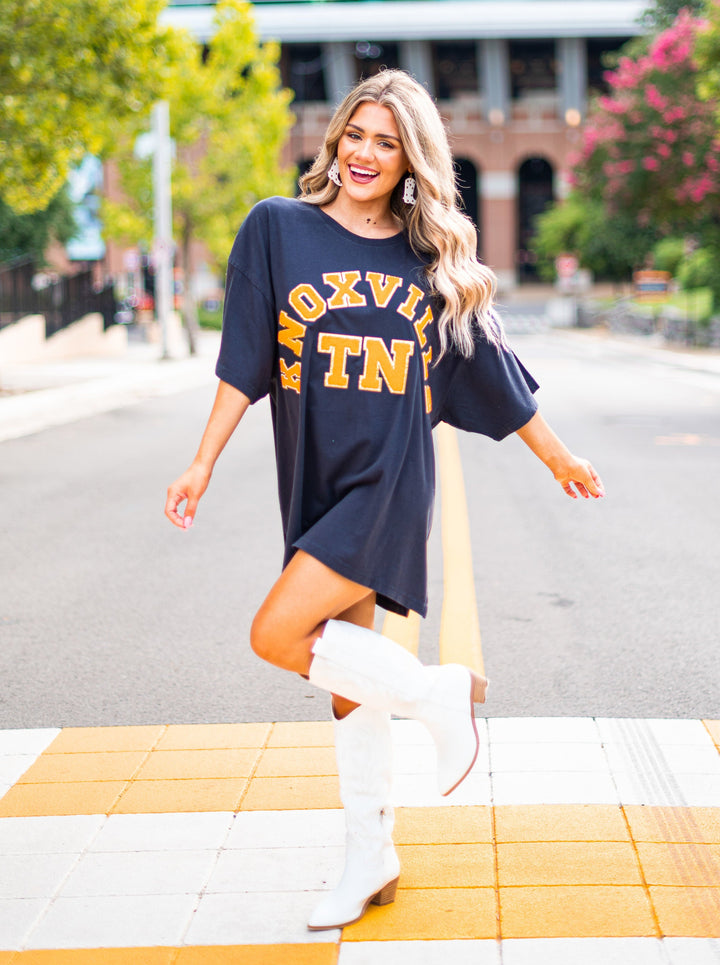 Oversized Black Chenille Knoxville TN Tee