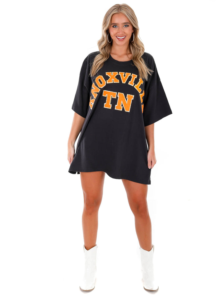 Oversized Black Chenille Knoxville TN Tee