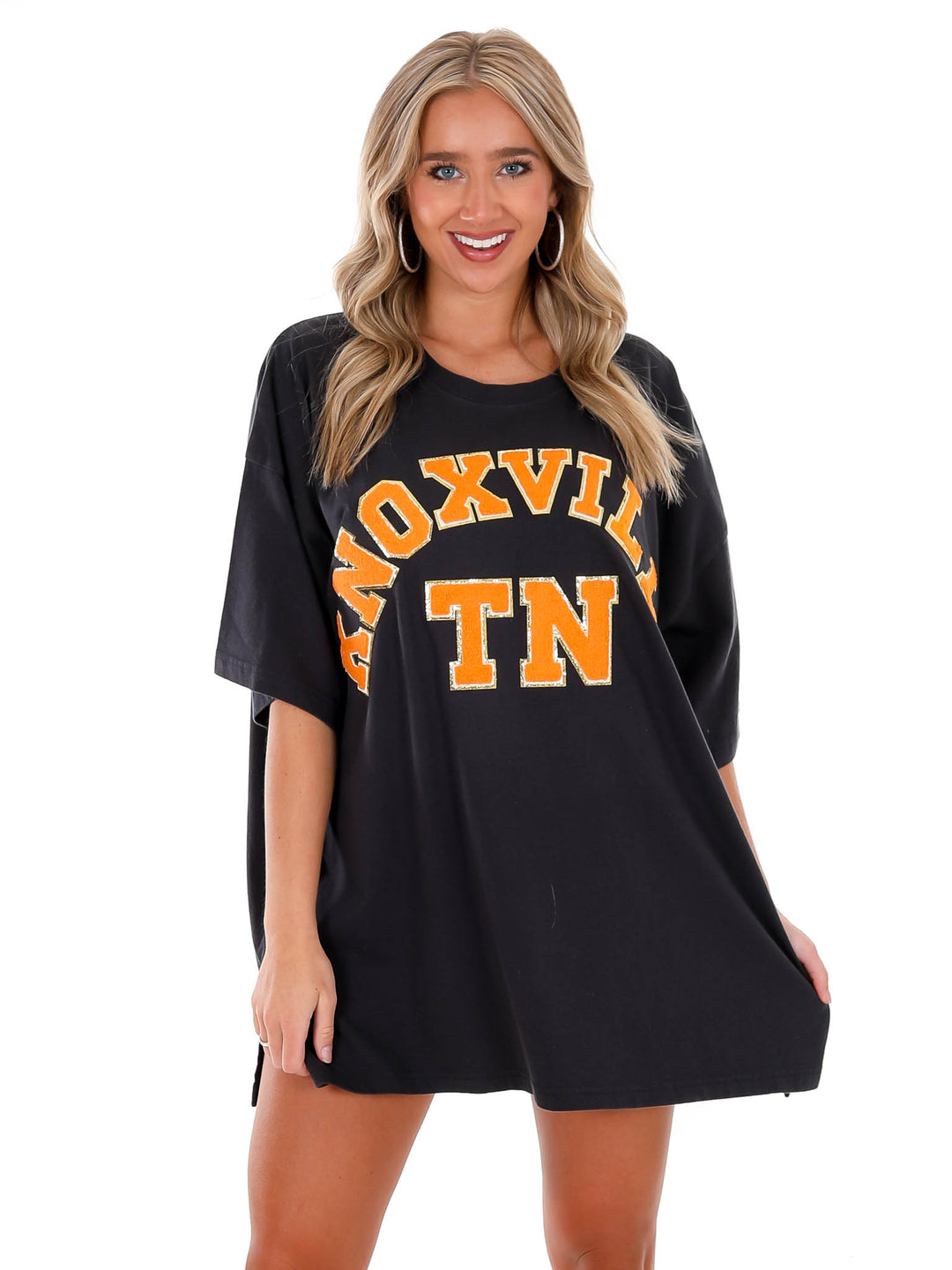 Oversized Black Chenille Knoxville TN Tee