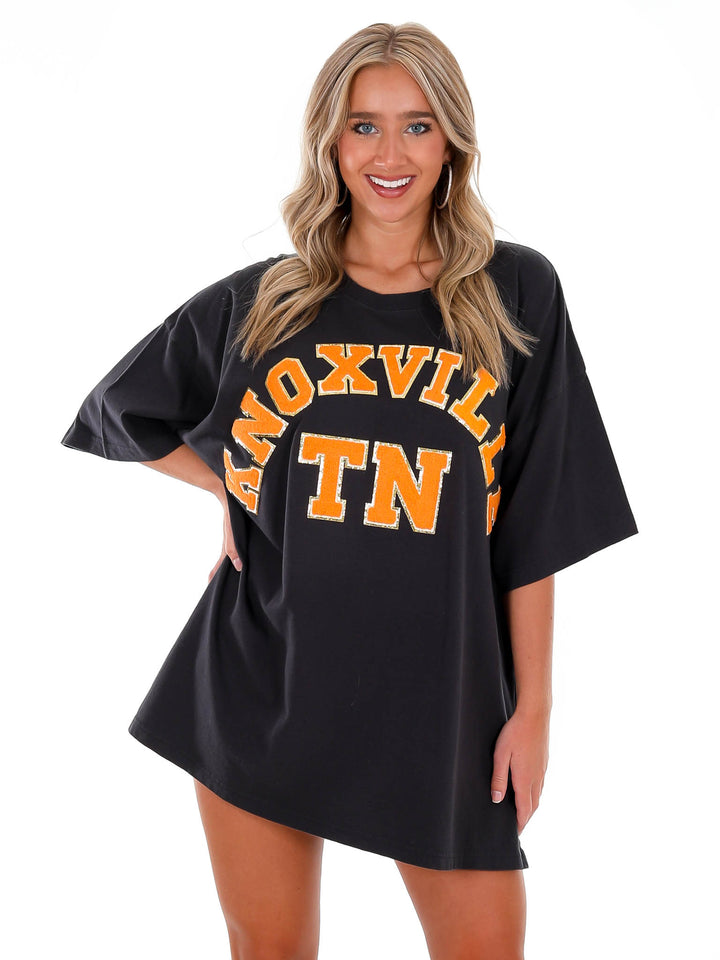 Oversized Black Chenille Knoxville TN Tee