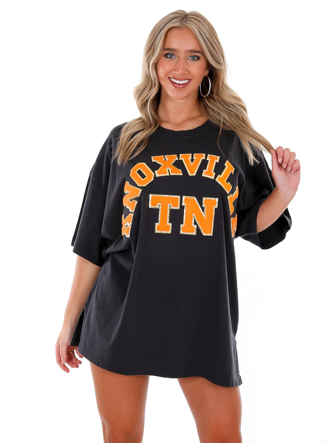 Oversized Black Chenille Knoxville TN Tee