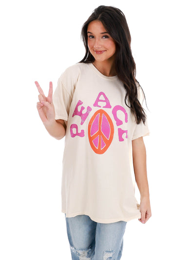 Peace Sign Thrifted Tee