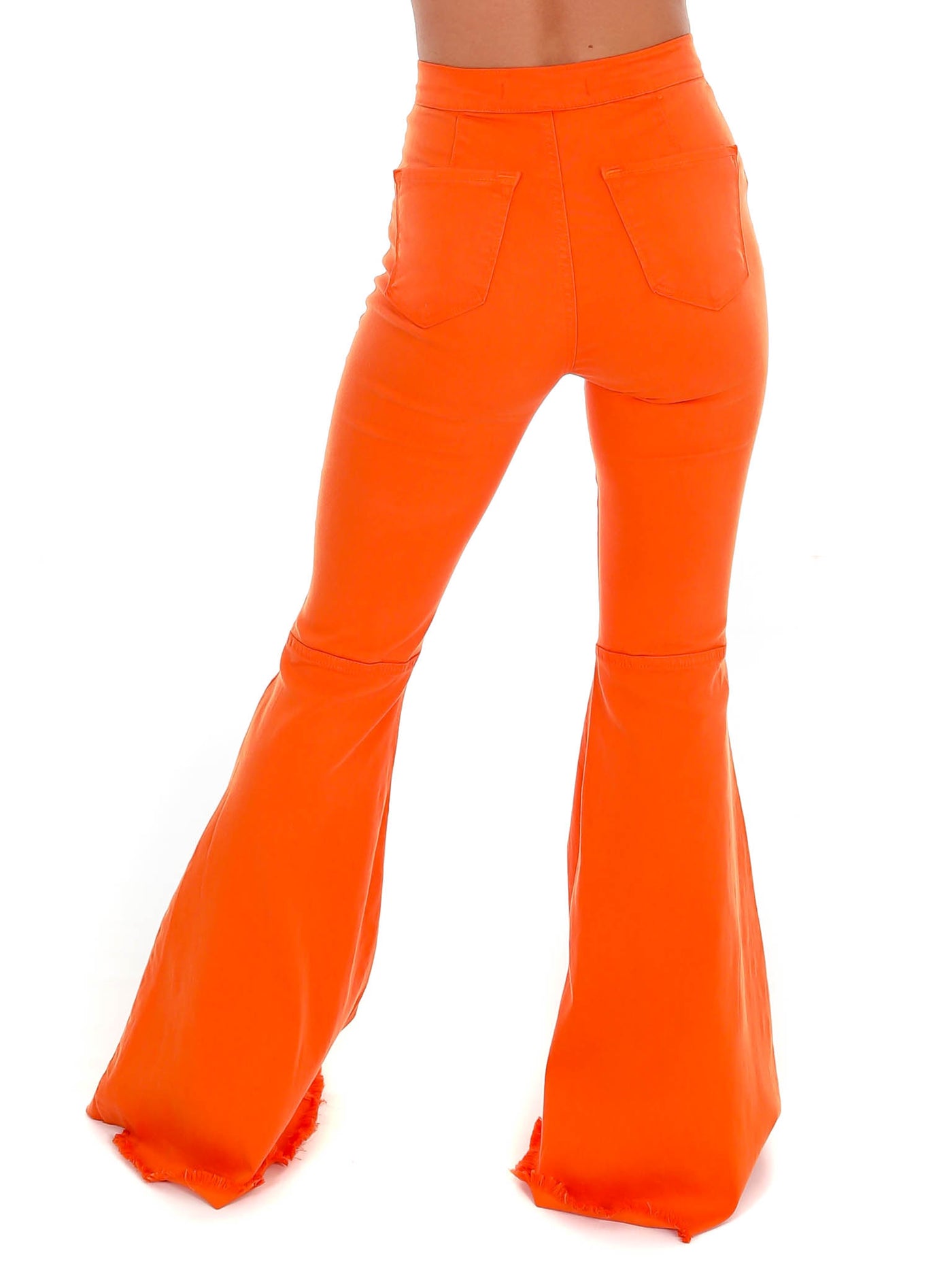 Keep It Up Orange High Waisted Flare Jeans