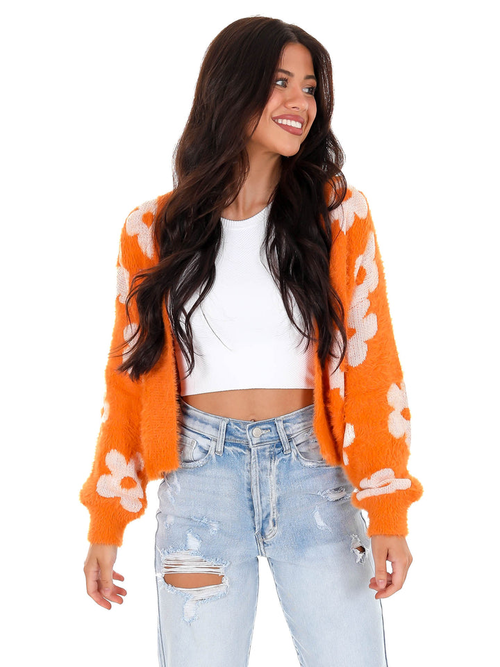 Score One More Fuzzy Daisy Cardigan