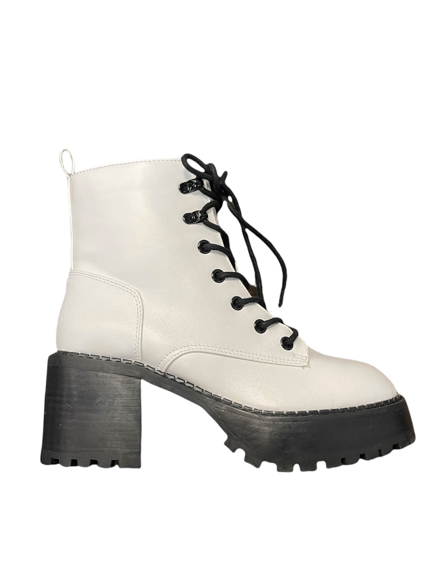 Elija White Combat Boots