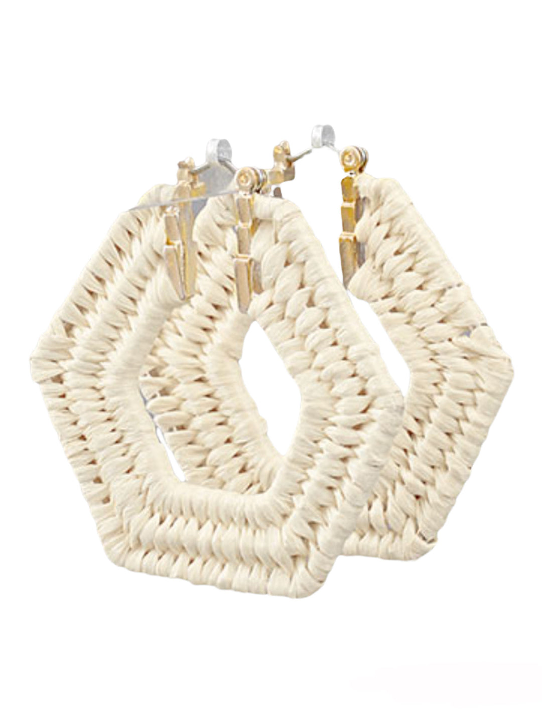 Raffia Wrapped Hexagon Hoops