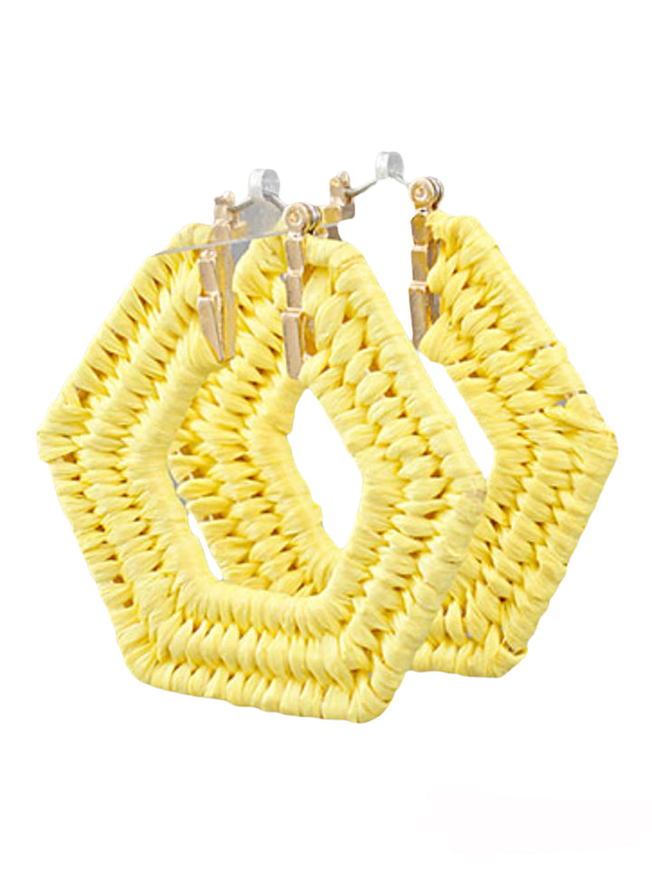 Raffia Wrapped Hexagon Hoops