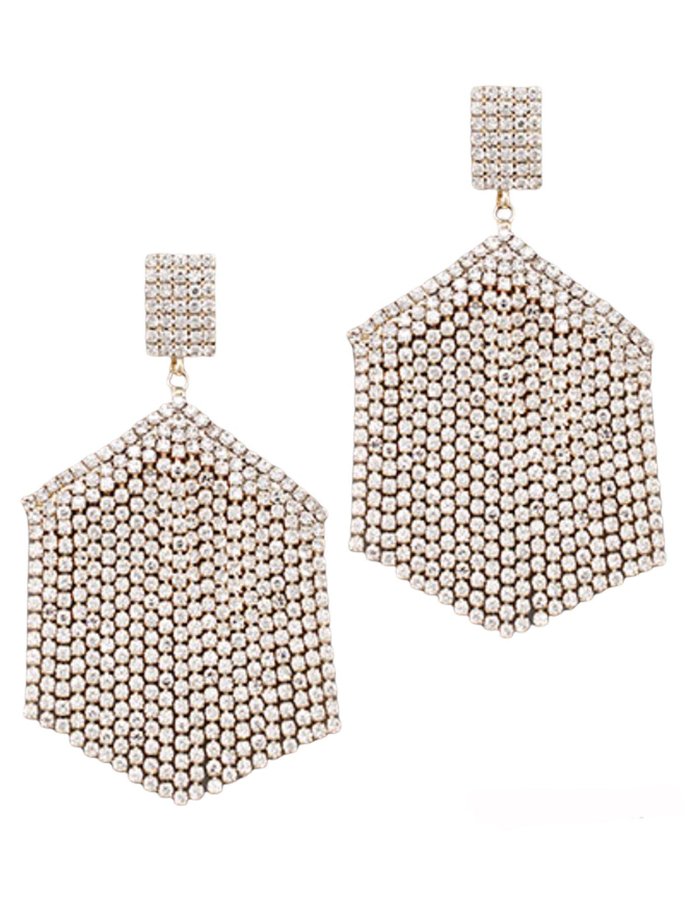 Hexagon Crystal Fringe Earrings