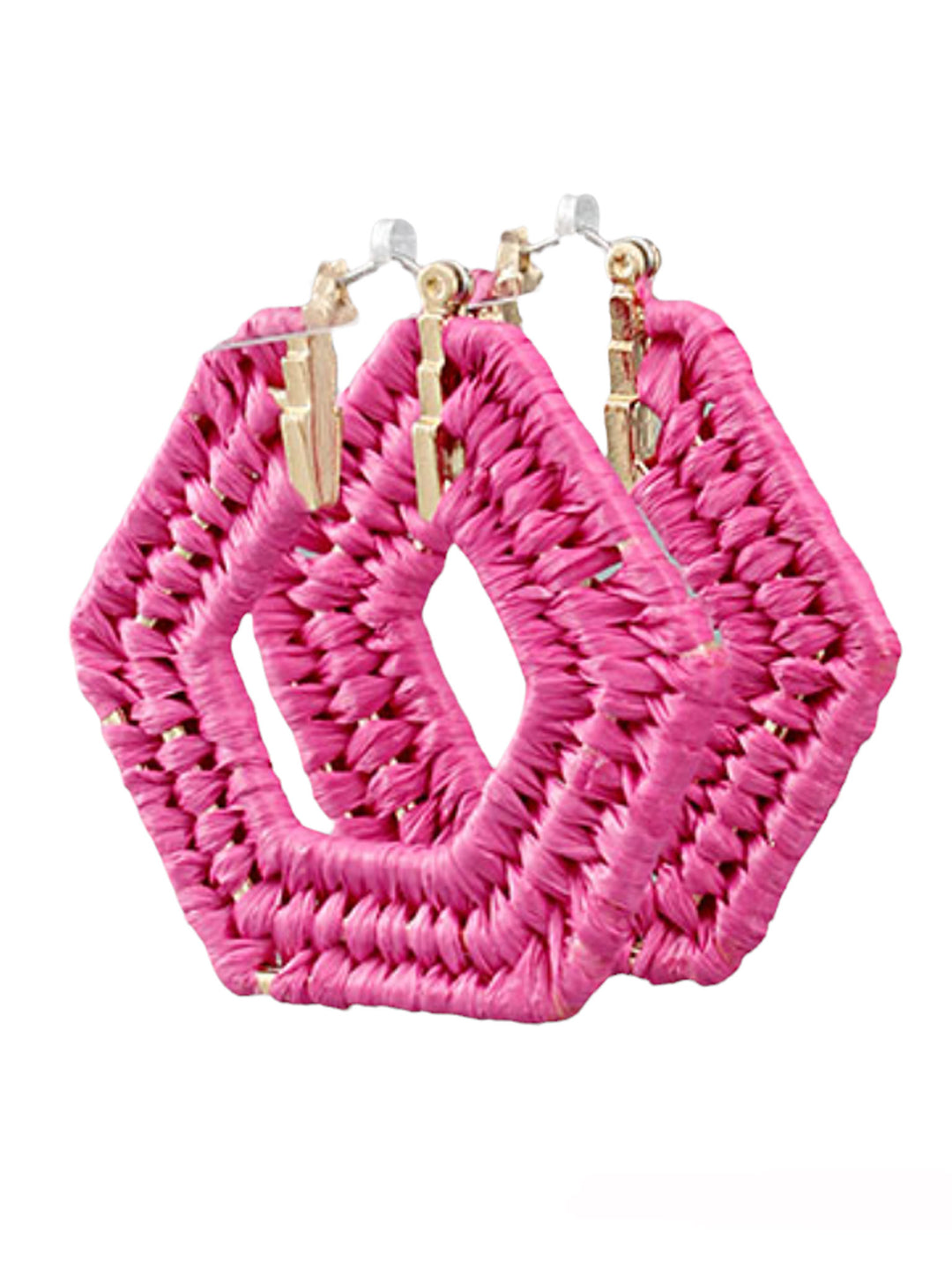 Raffia Wrapped Hexagon Hoops