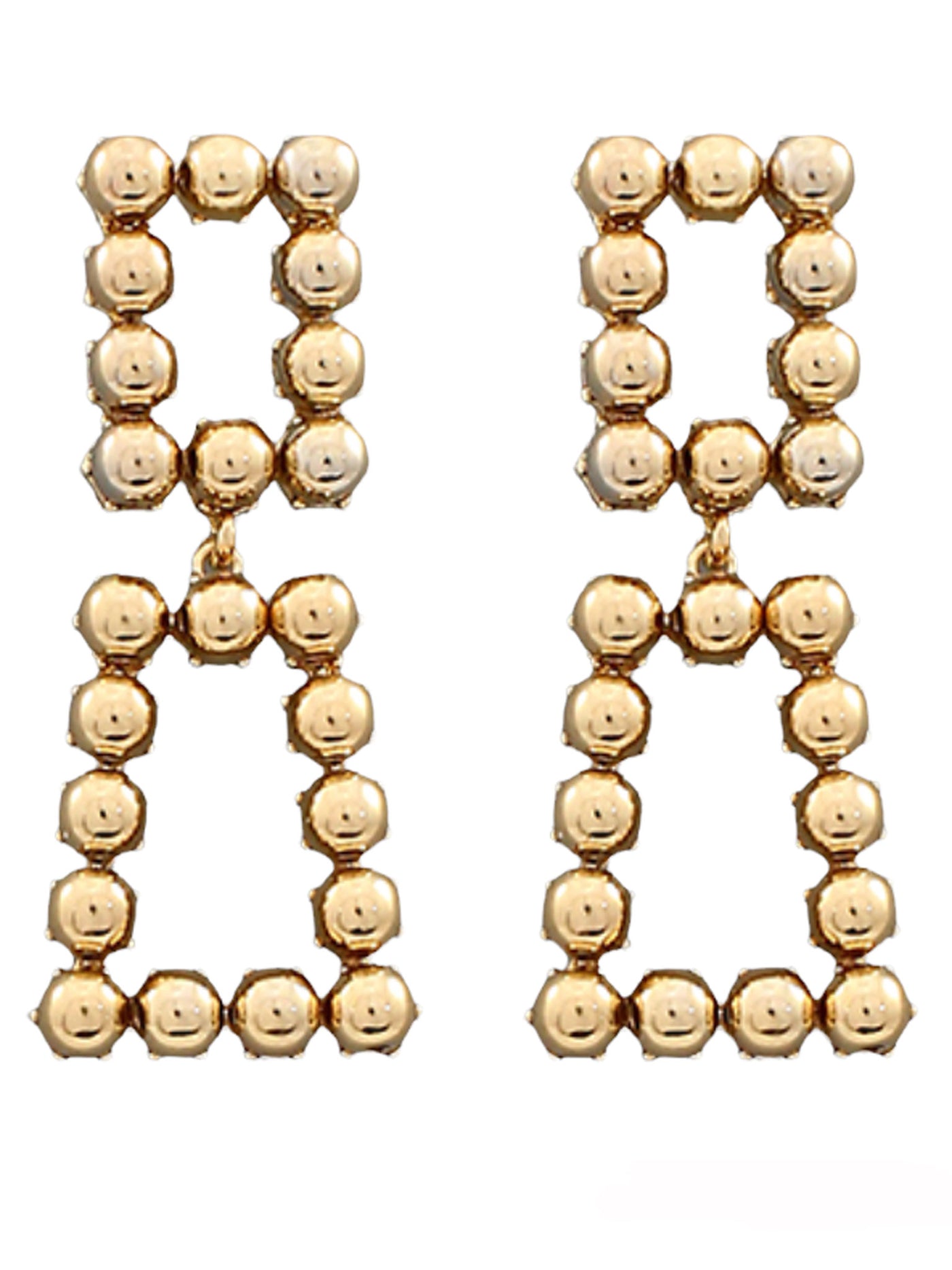 2 Square Gold Linked Earrings