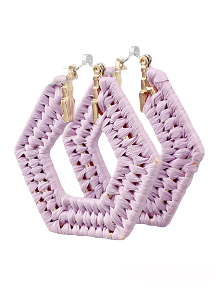 Raffia Wrapped Hexagon Hoops