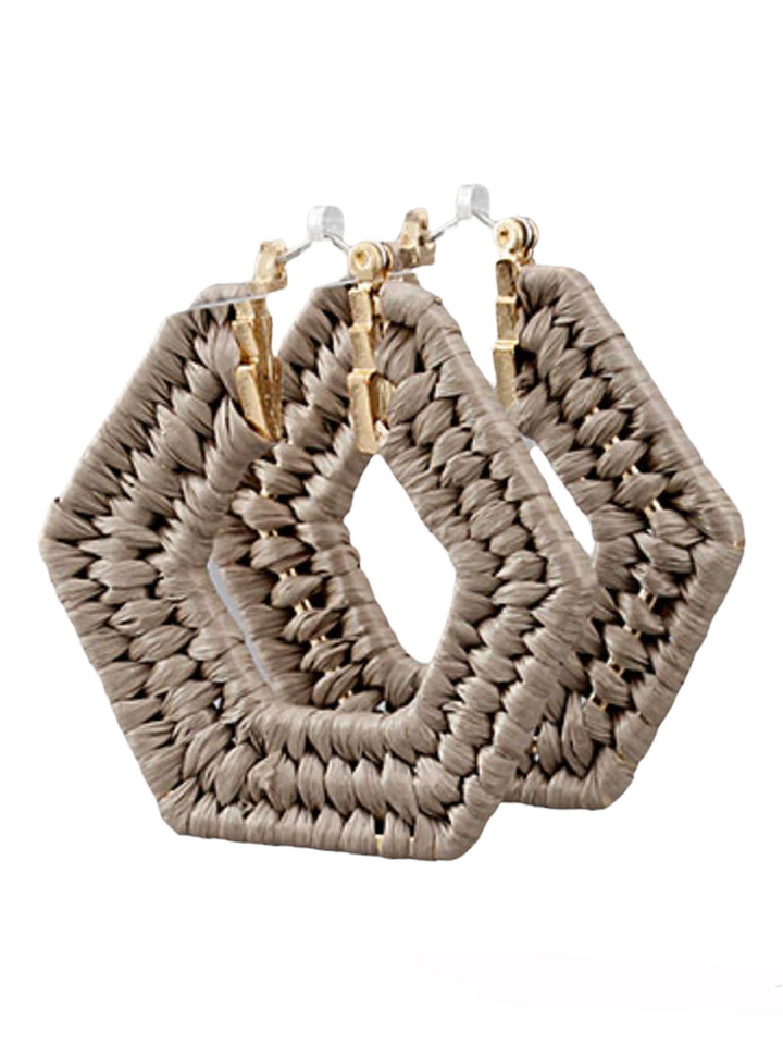 Raffia Wrapped Hexagon Hoops