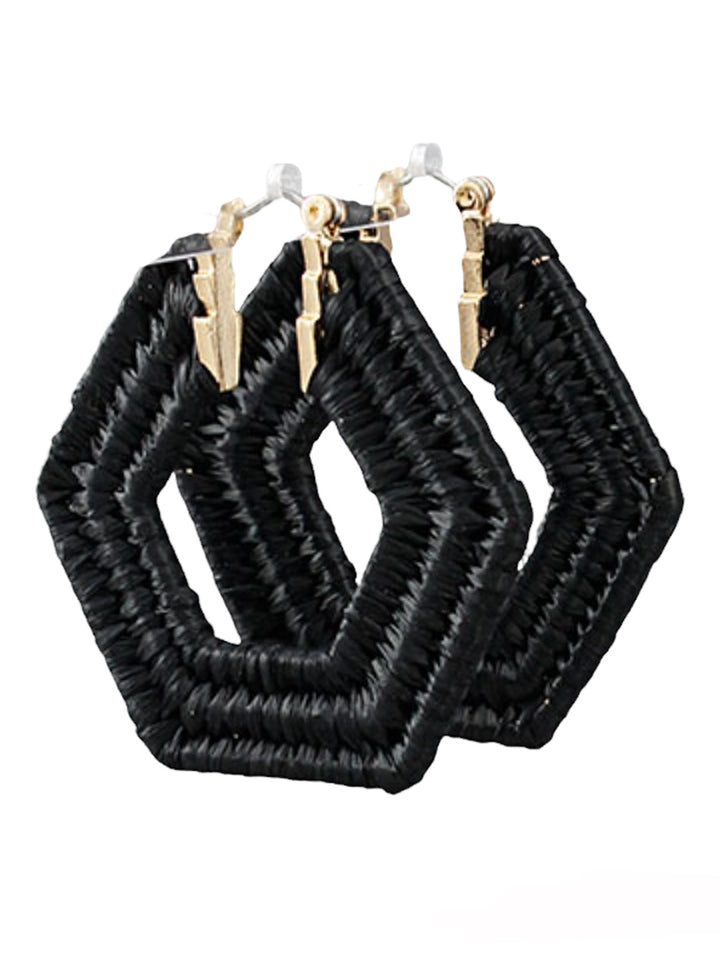 Raffia Wrapped Hexagon Hoops