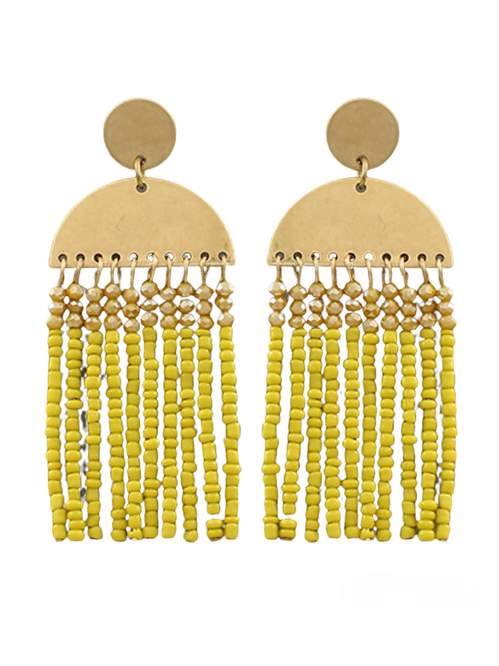 Wedge & Bead Tassel Earrings