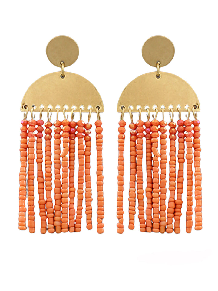 Wedge & Bead Tassel Earrings