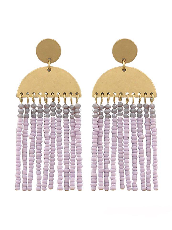 Wedge & Bead Tassel Earrings