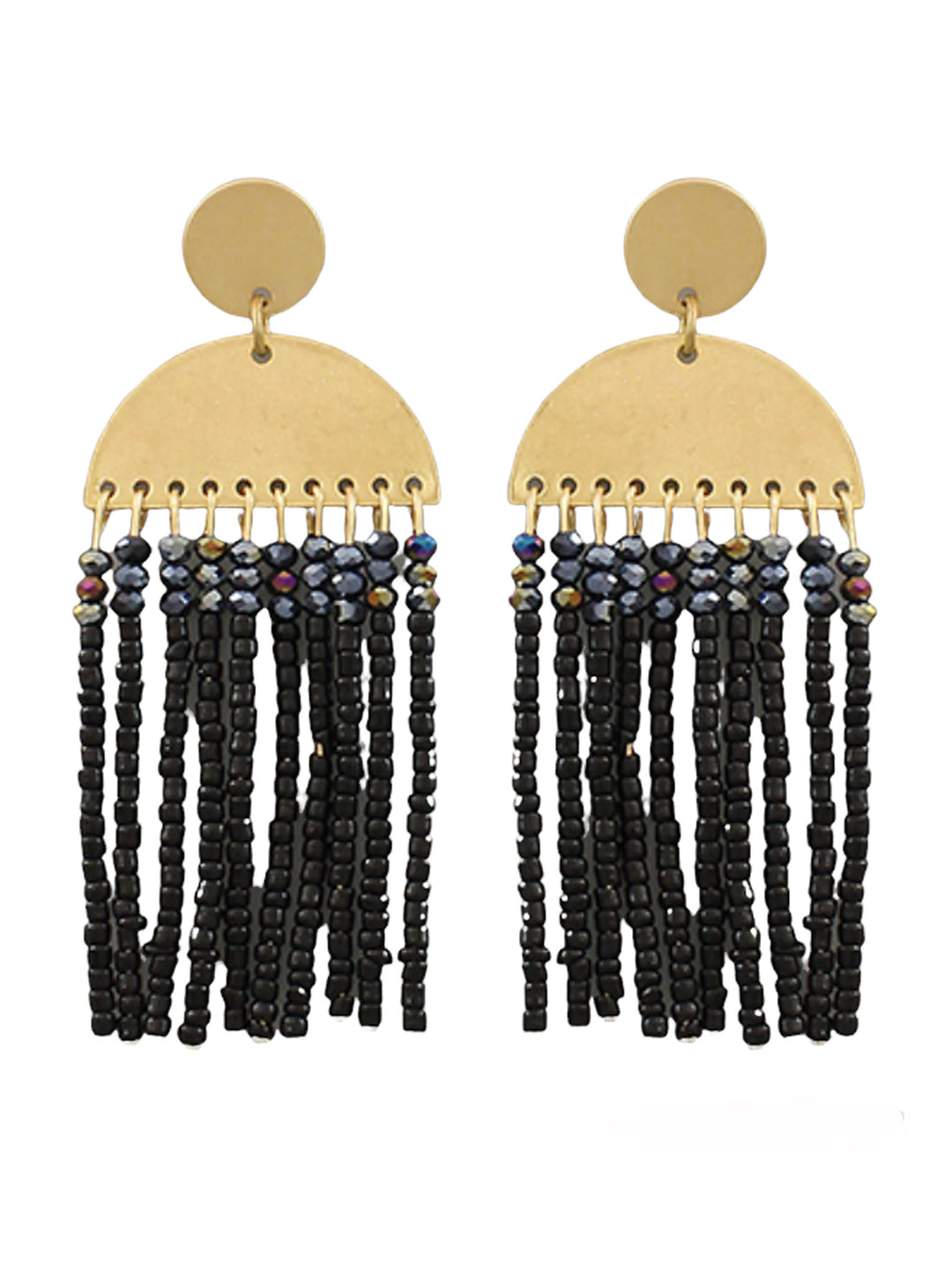 Wedge & Bead Tassel Earrings