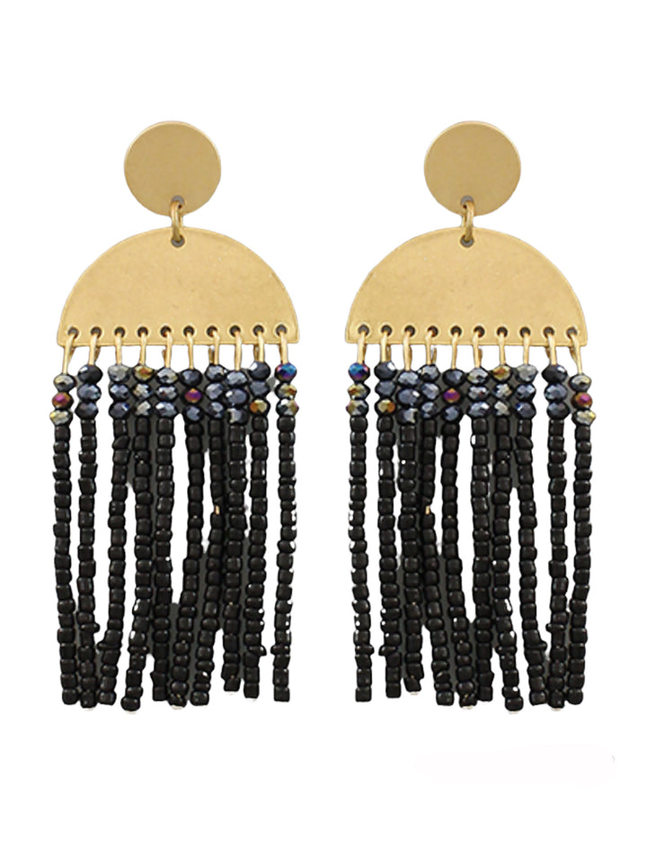 Wedge & Bead Tassel Earrings