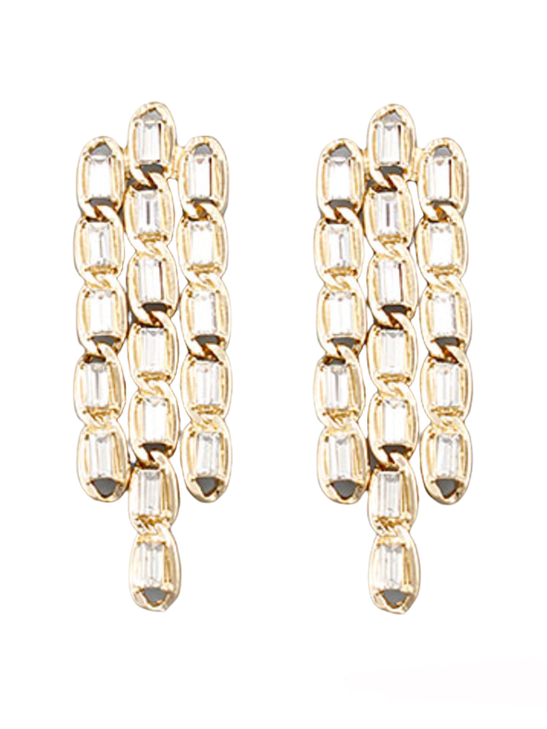 3 Row Crystal Chain Earrings