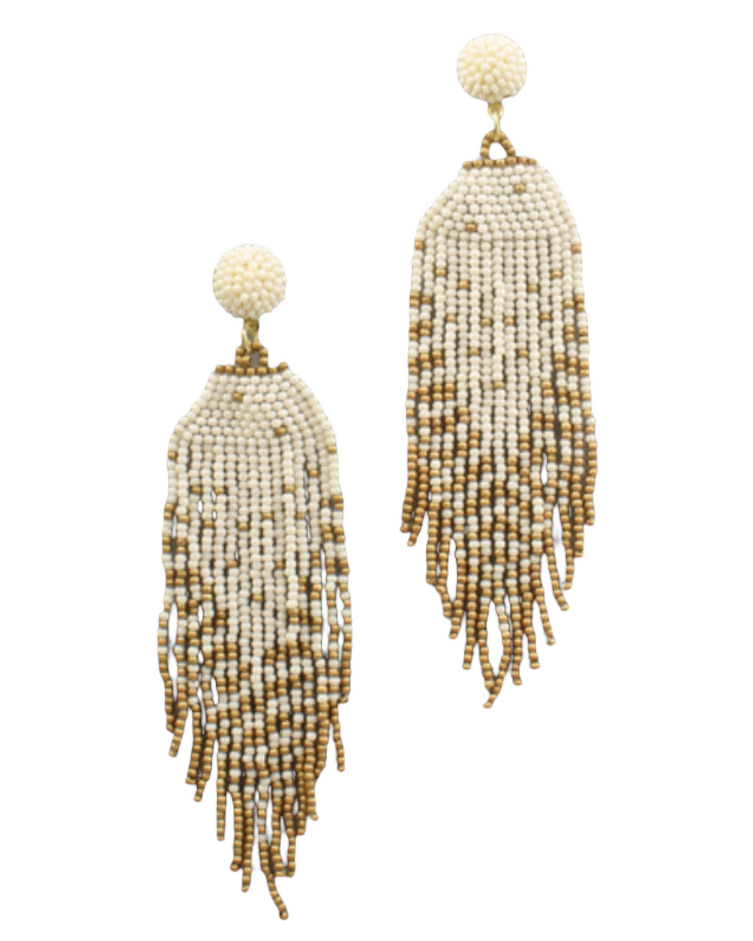 Twotone Bead Tassel Earrings