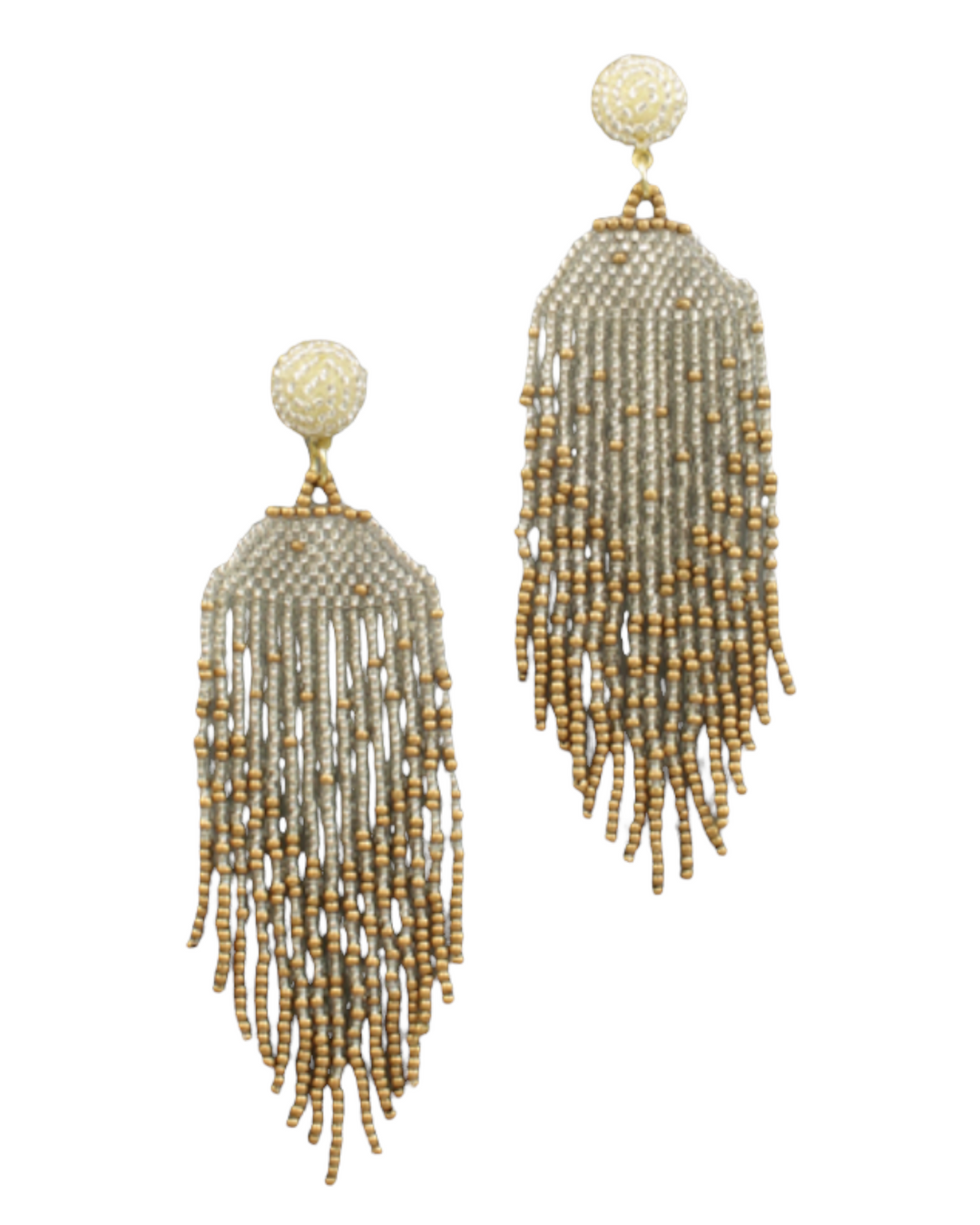 Twotone Bead Tassel Earrings