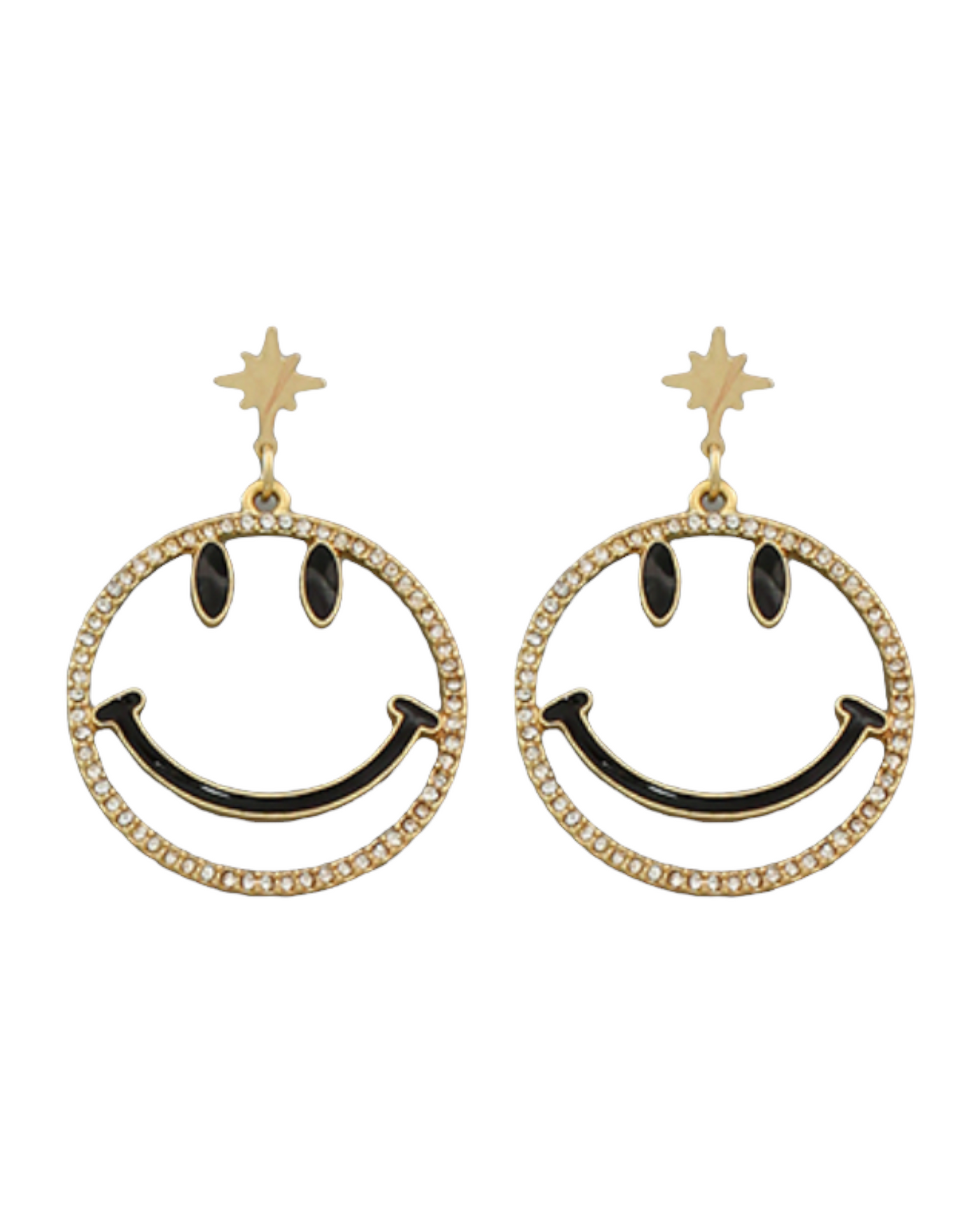 Crystal Smiley Face Cut Out Earrings