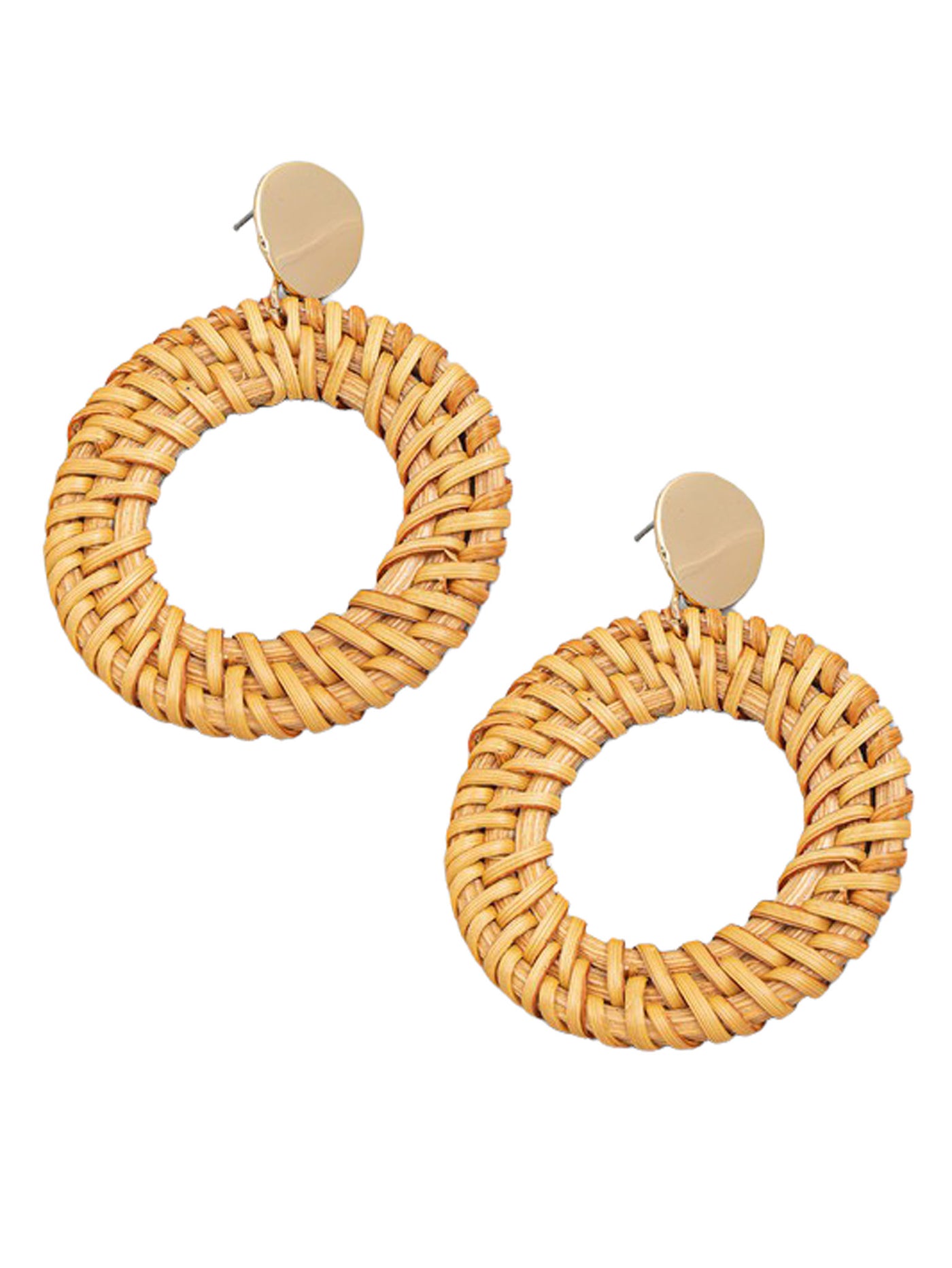 Circle Straw Weave Drop Earrings