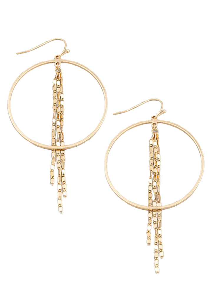 Circle Cutout Chain Fringe Earrings