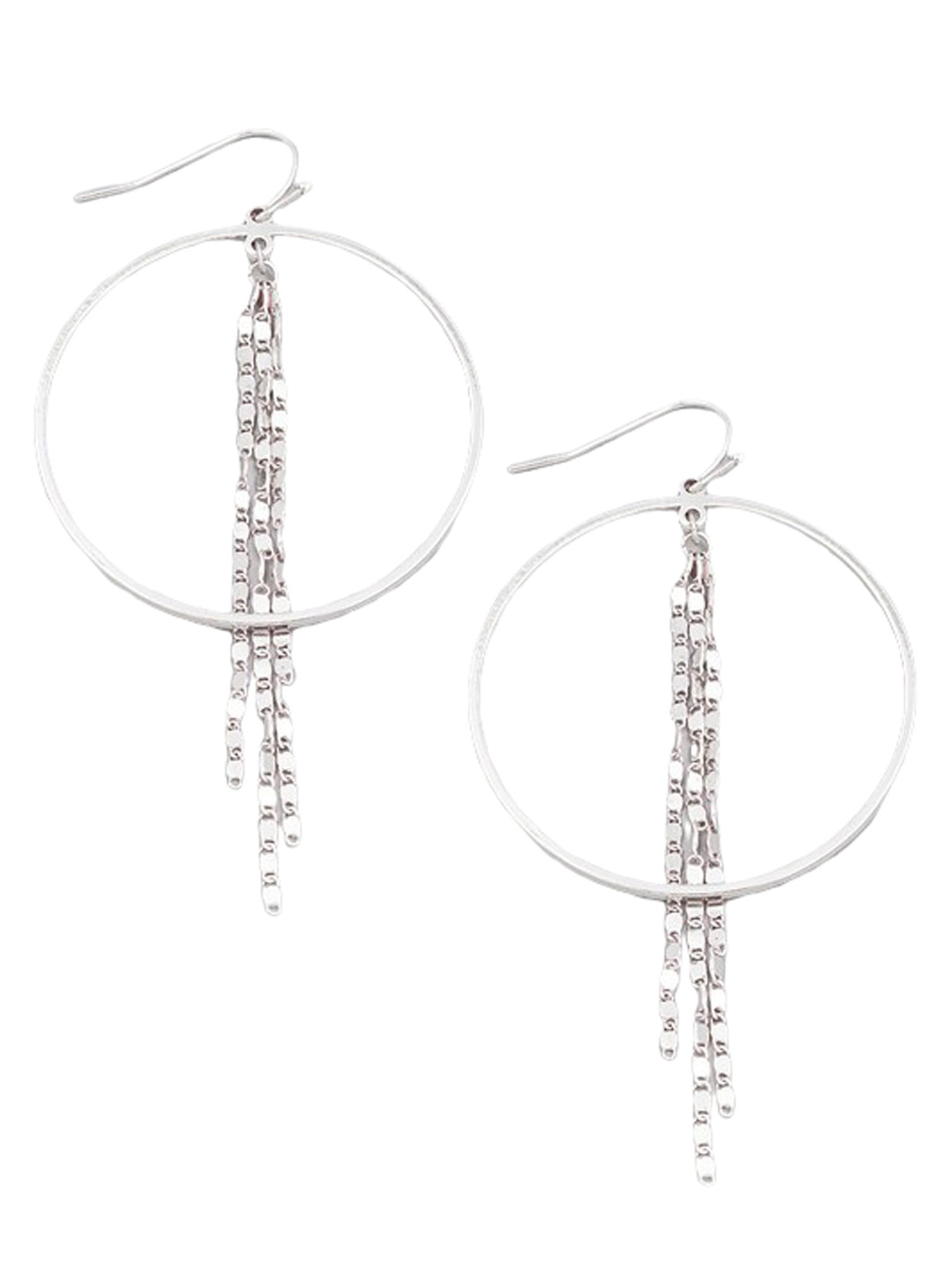 Circle Cutout Chain Fringe Earrings