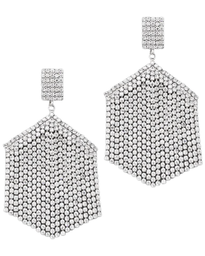 Hexagon Crystal Fringe Earrings