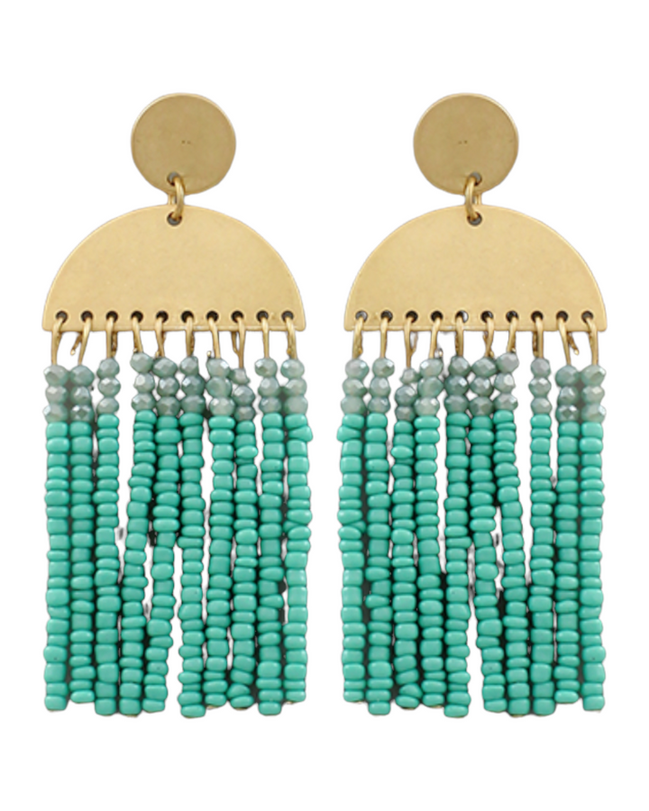 Wedge & Bead Tassel Earrings