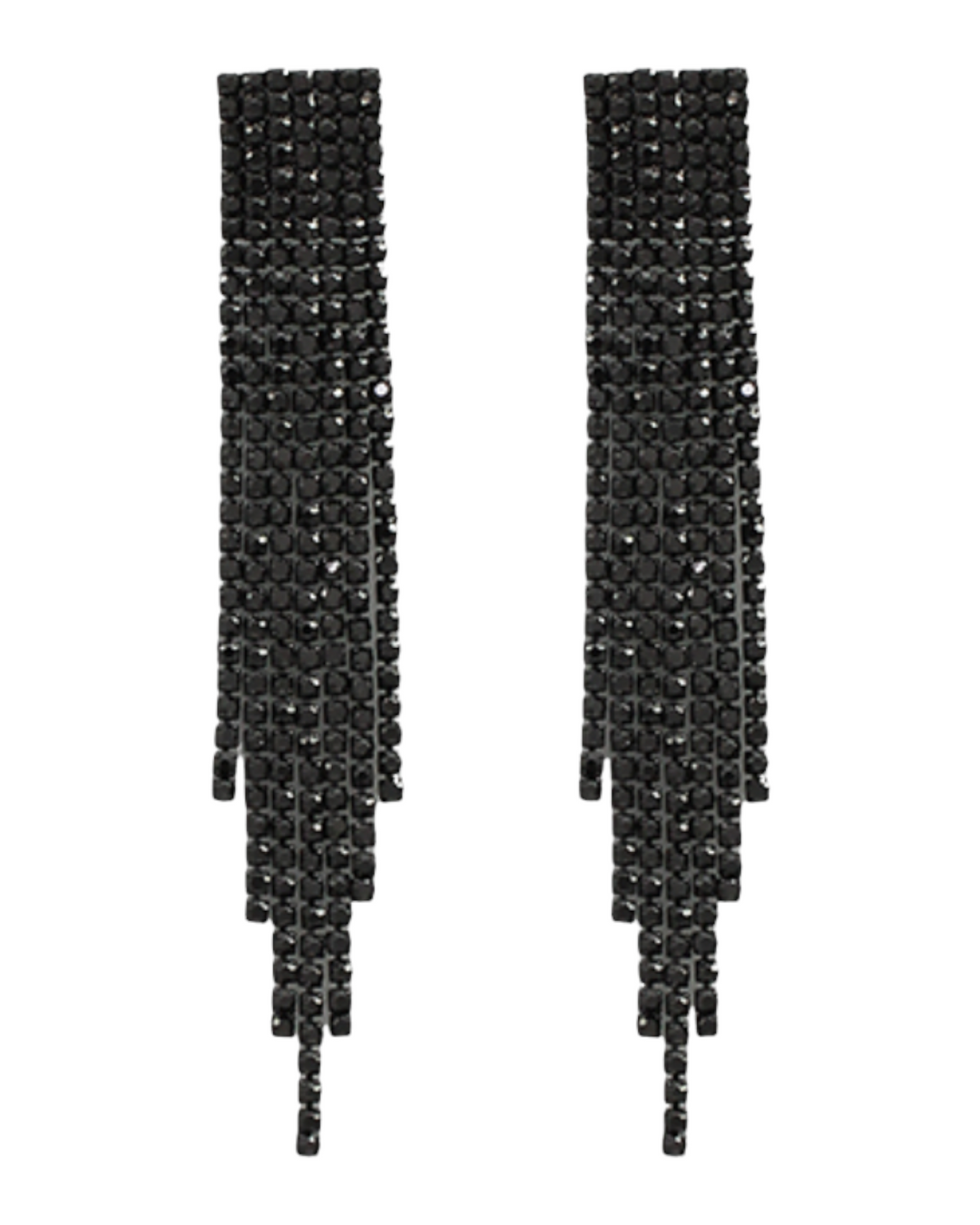 Rhinestone Black Tassel Earrings