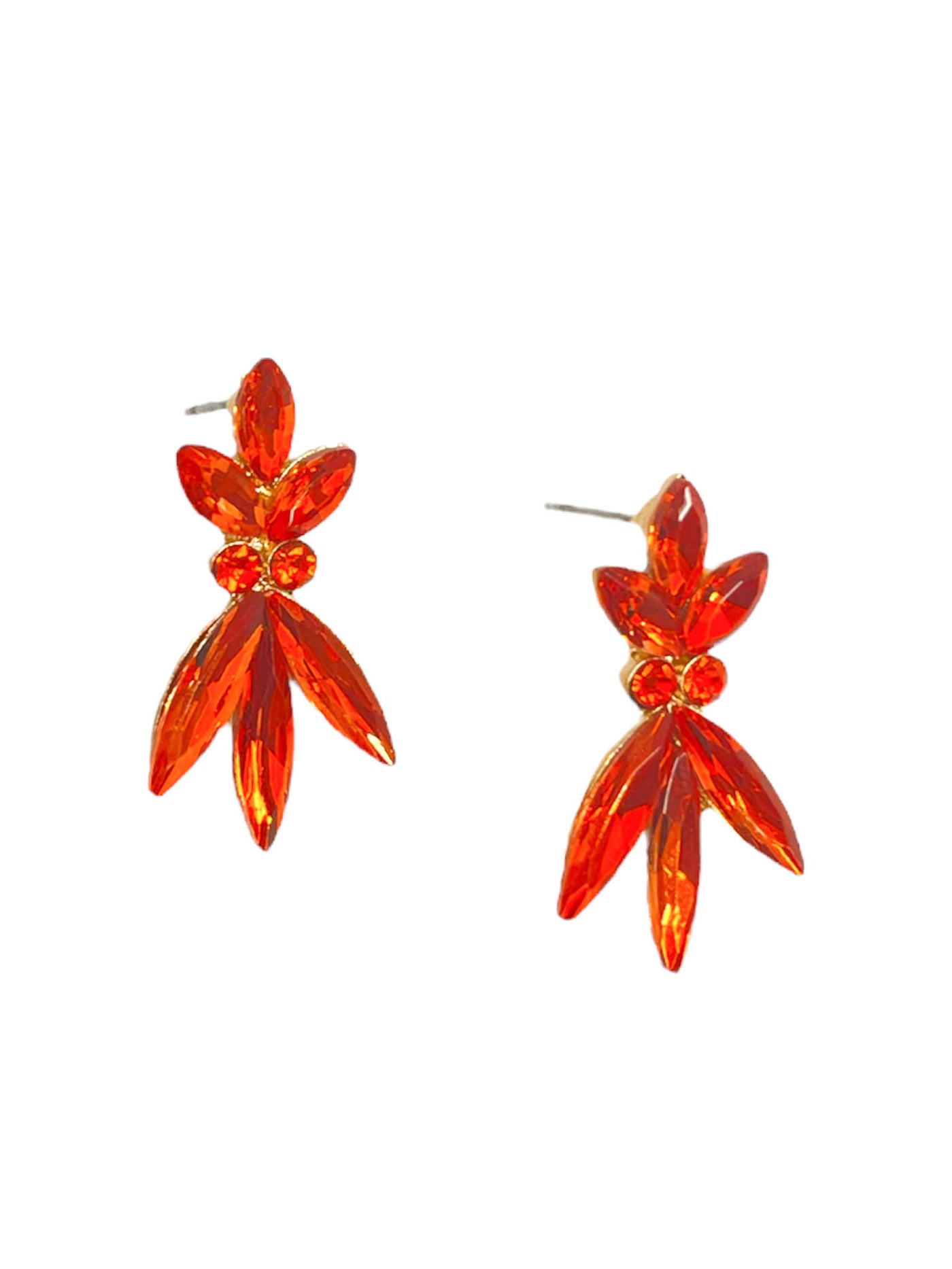 Orange Rhinestone Earrings