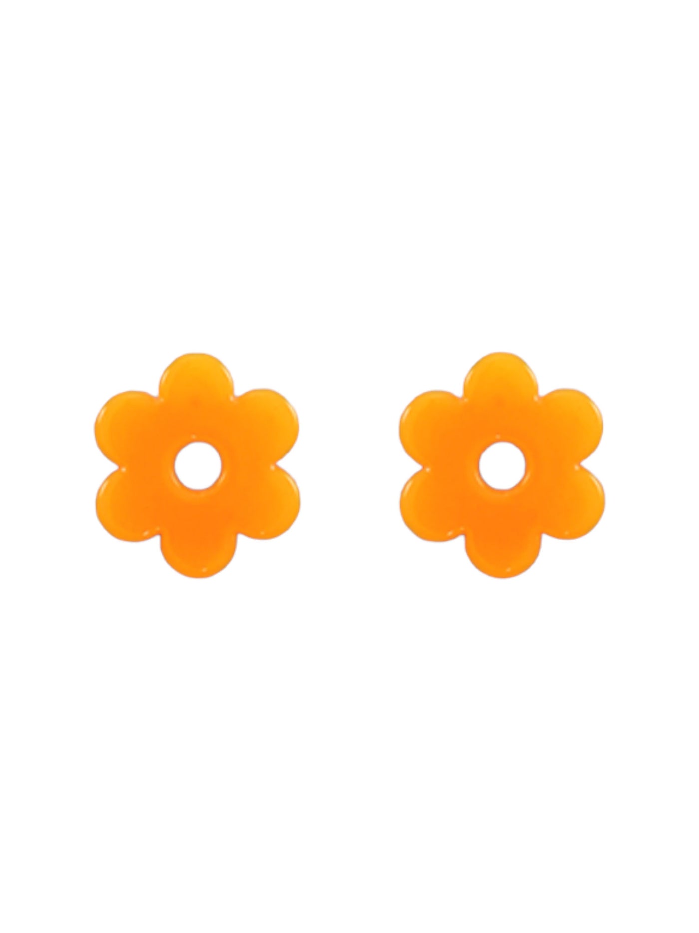 Small Orange Flower Stud Earrings