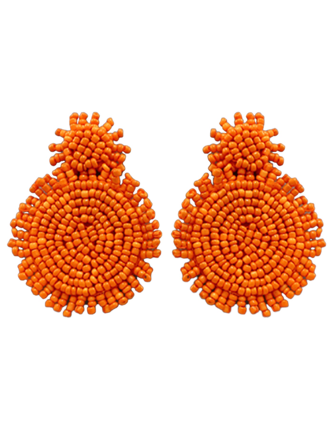 Orange Double Bead Disc Earrings