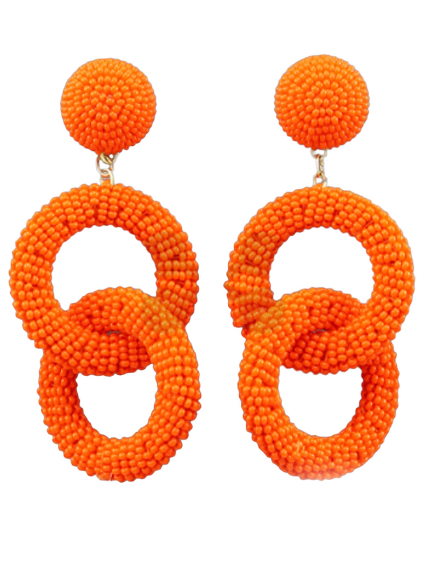 Orange Seed Bead Link Earrings