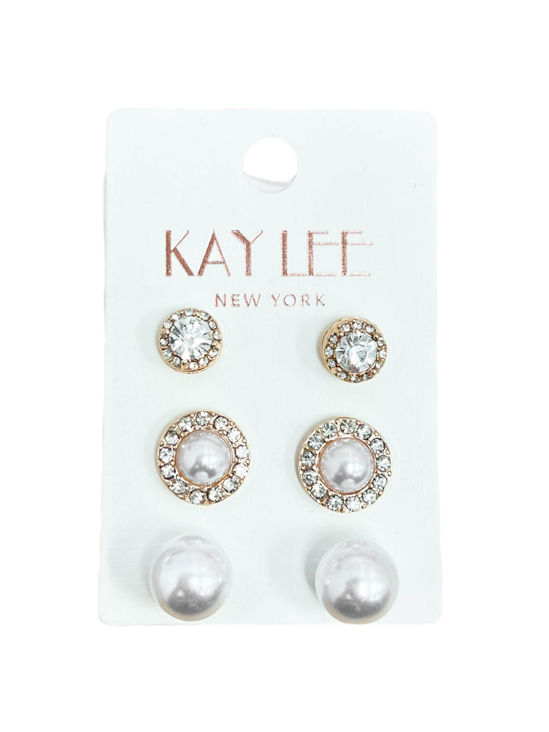 Gold Stud 3 Pair Earring Set