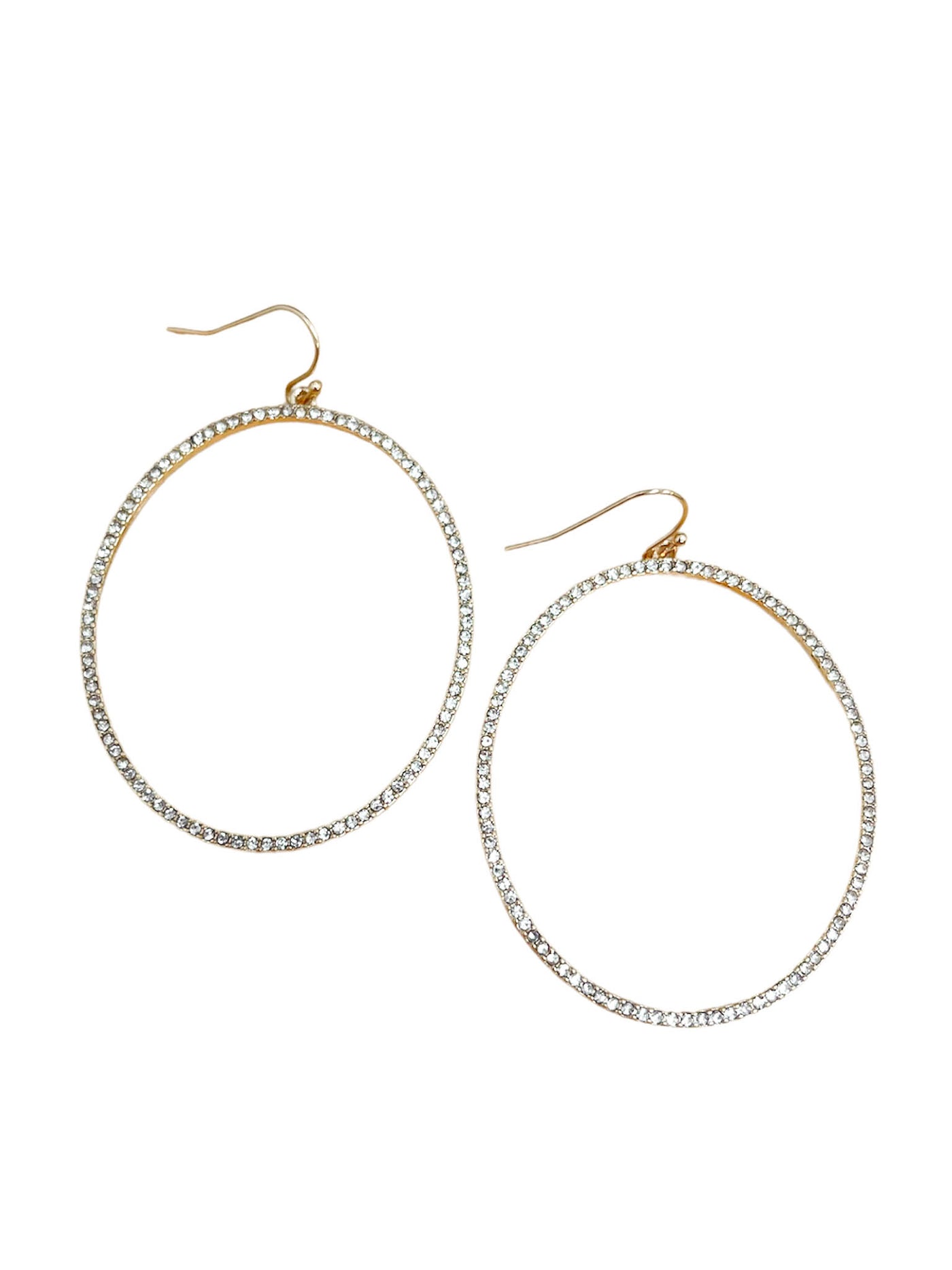 Oval Pave Stone Earrings