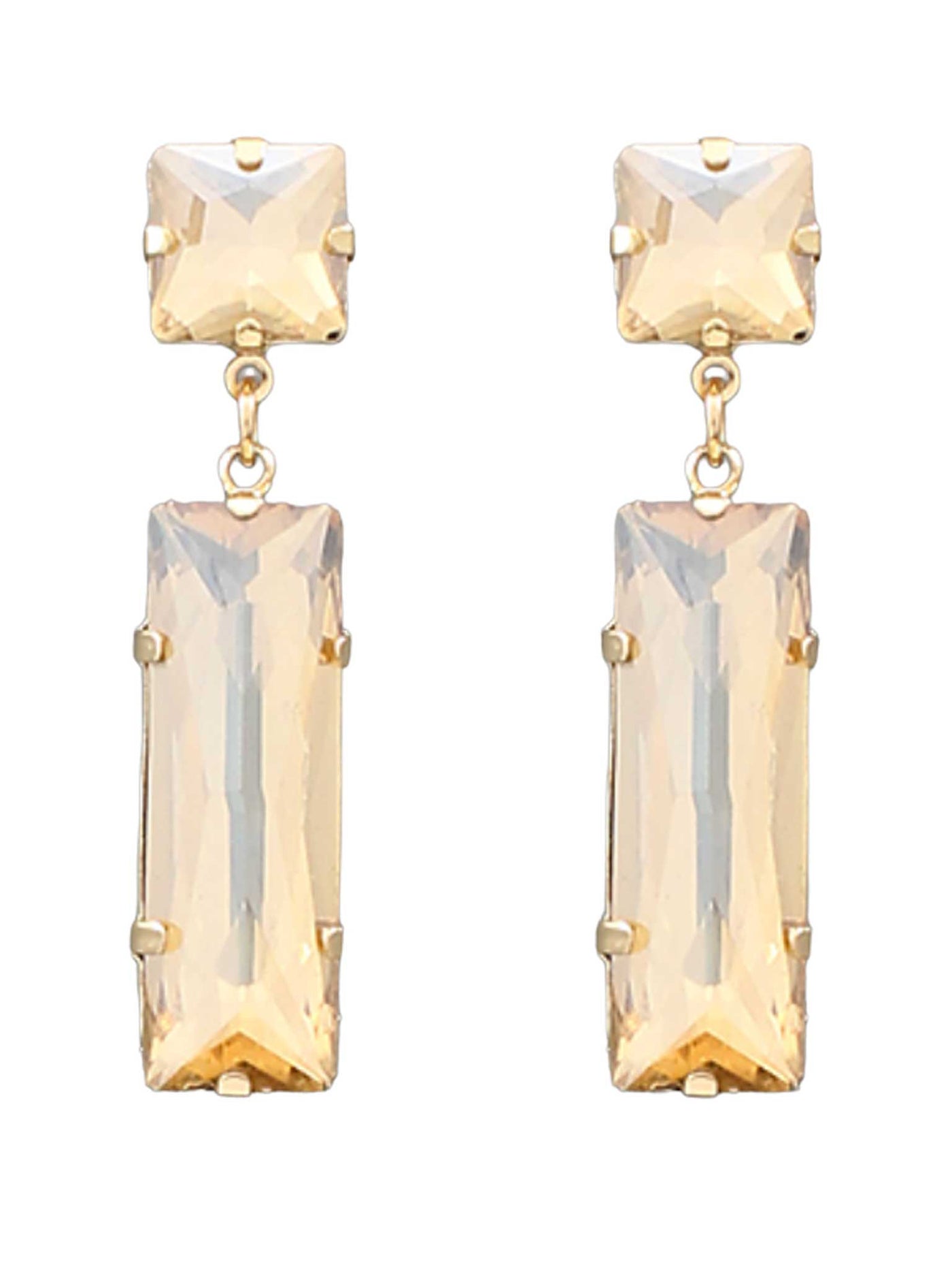 Glass Stone Rectangle Earrings