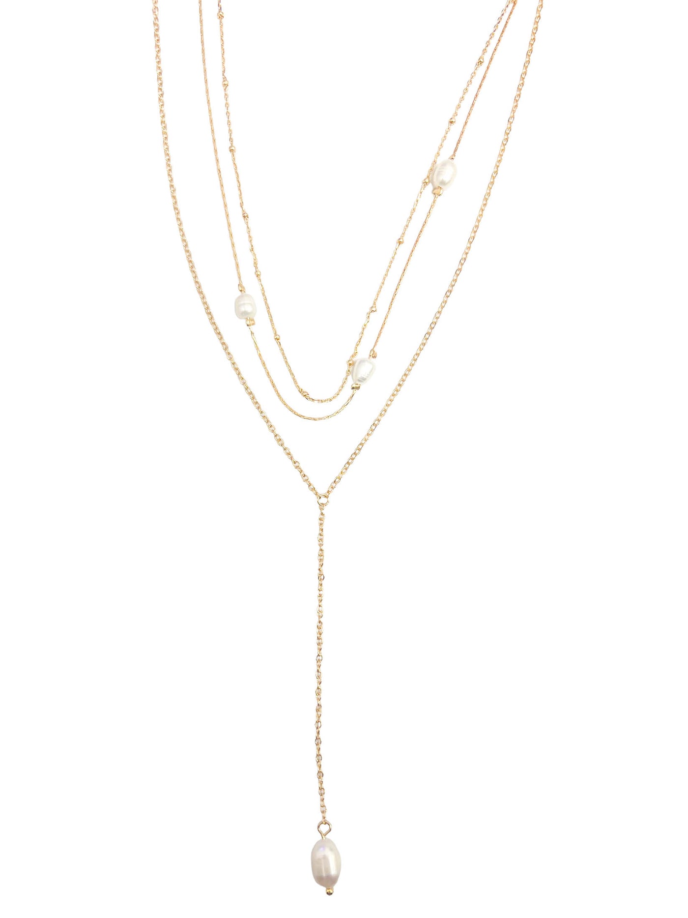Three Layer Dangle Pearl Necklace