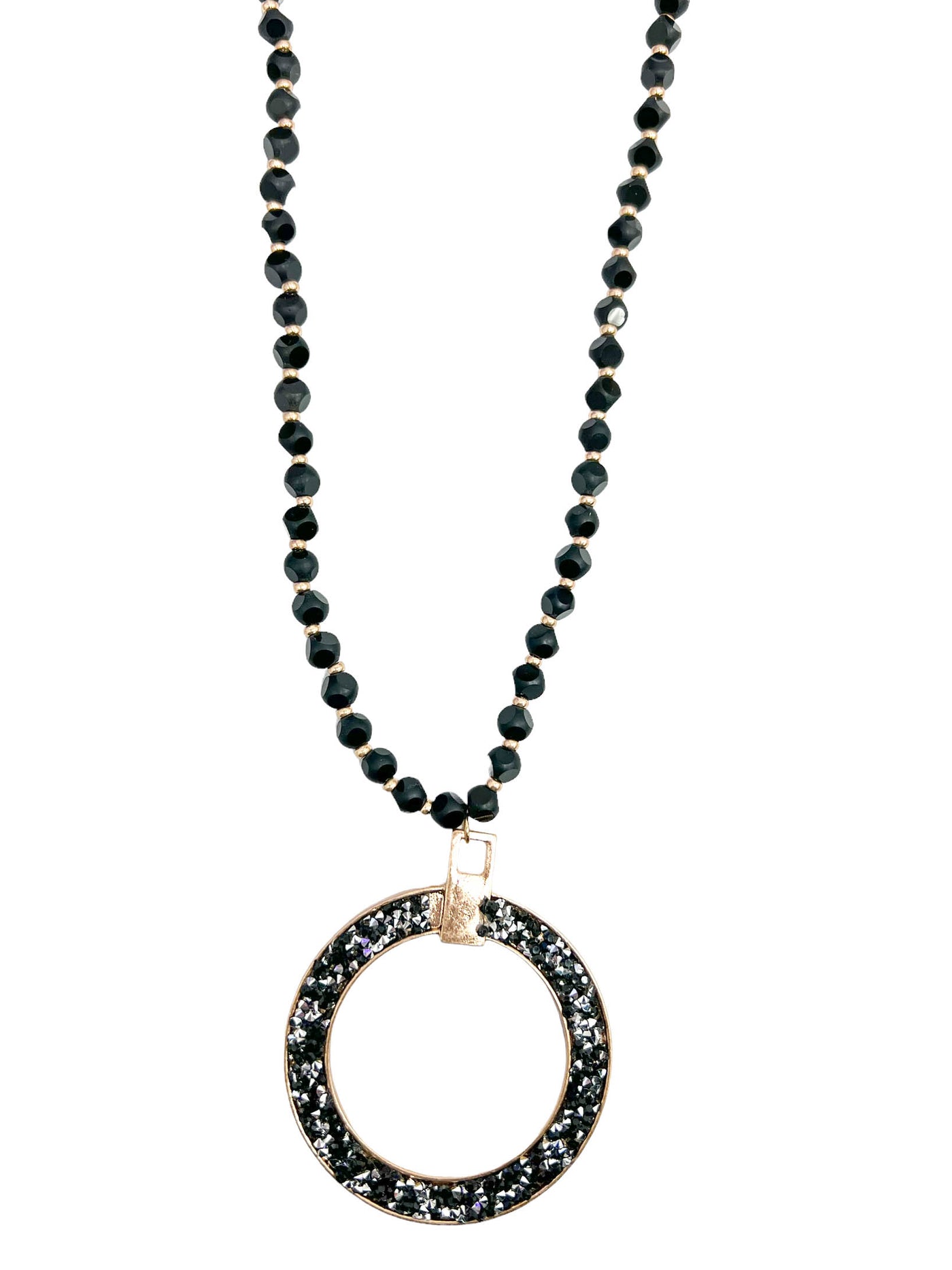 Long Beaded Open Circle Necklace