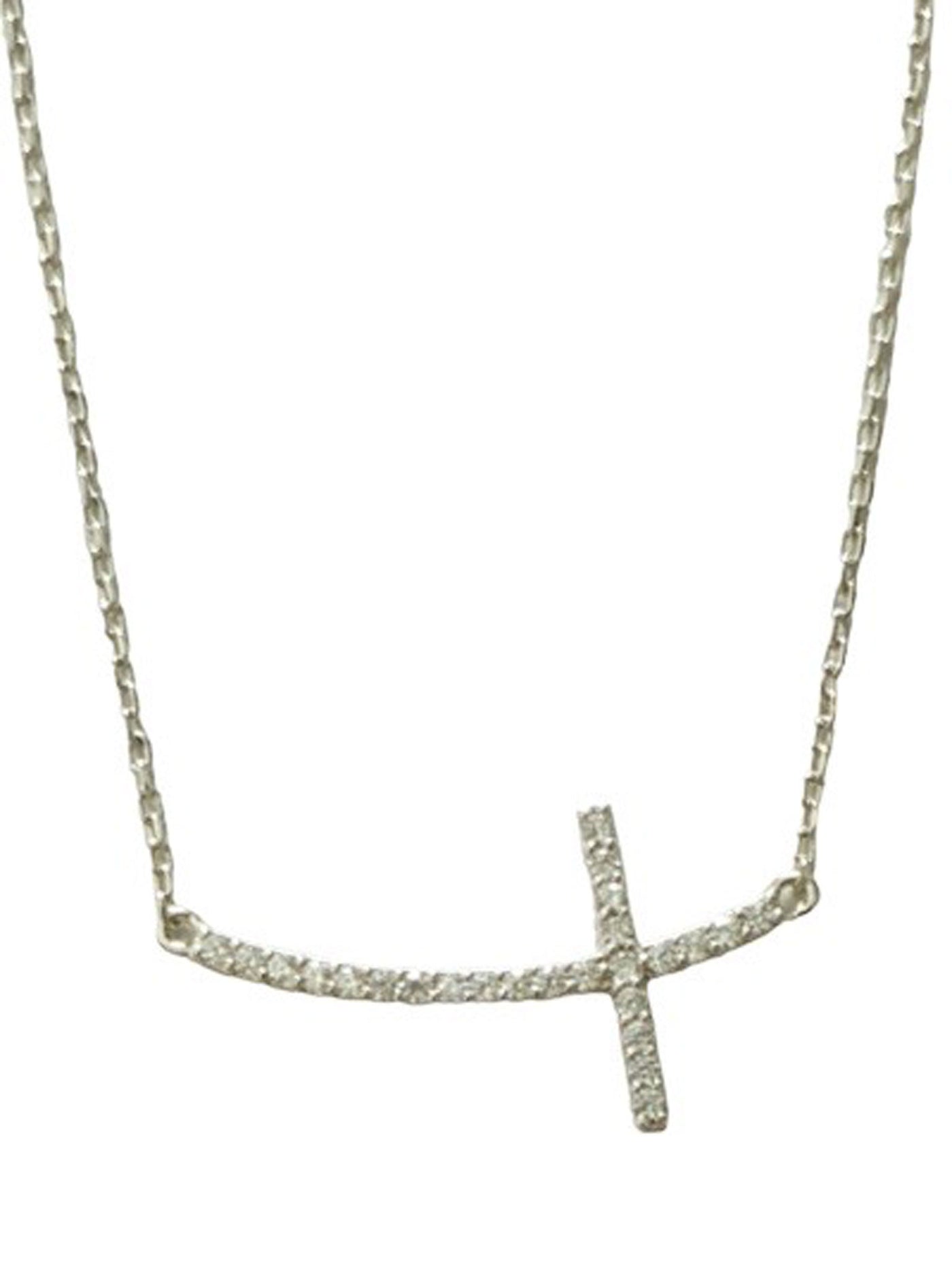 Side Pave Cross Necklace