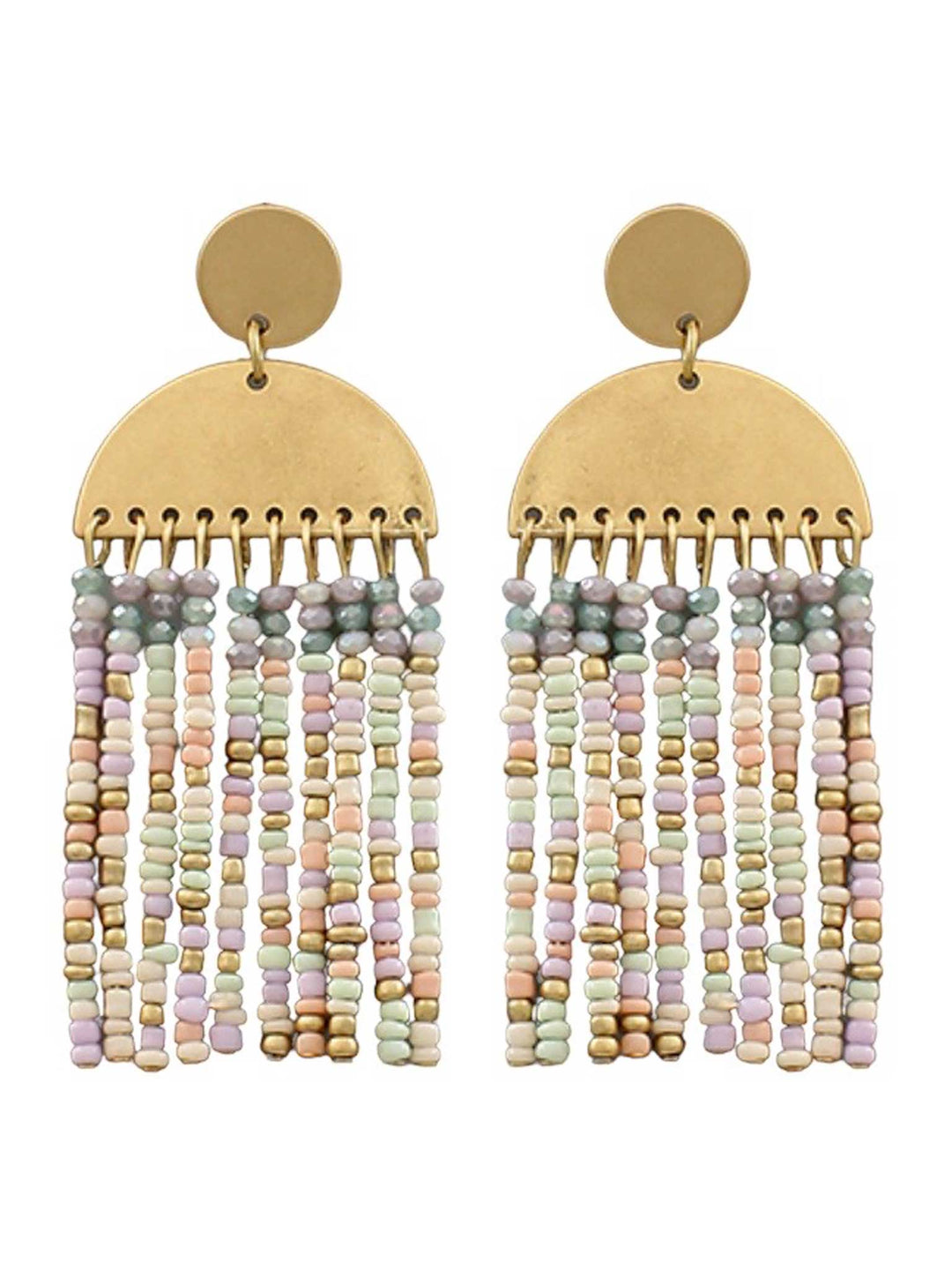 Wedge & Bead Tassel Earrings