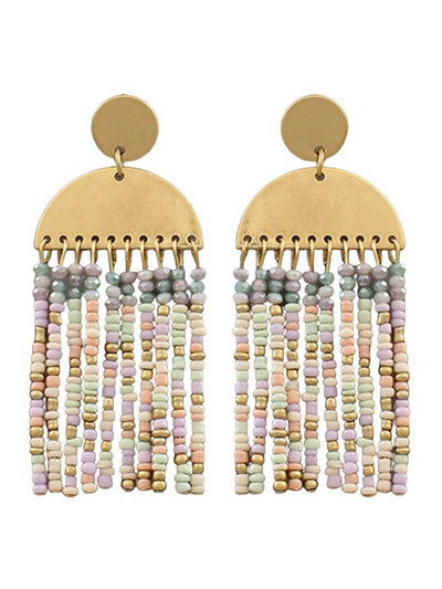 Wedge & Bead Tassel Earrings