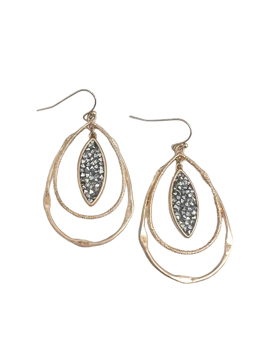 Layered Teardrop Rhinestone Earrings