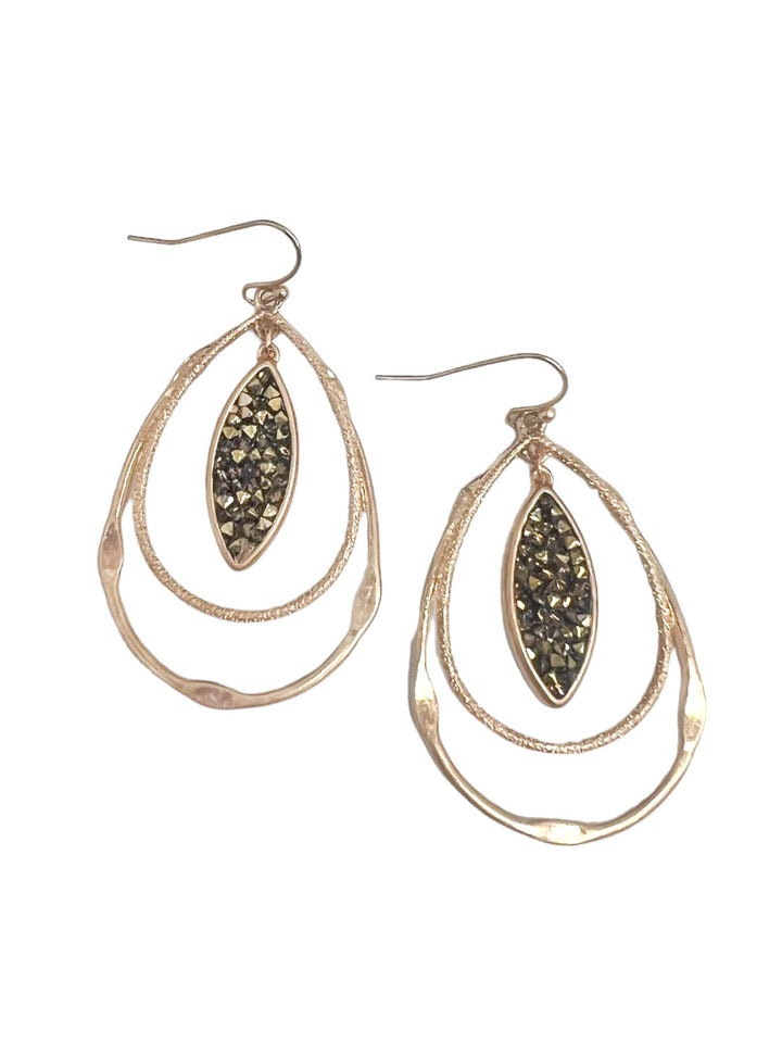 Layered Teardrop Rhinestone Earrings