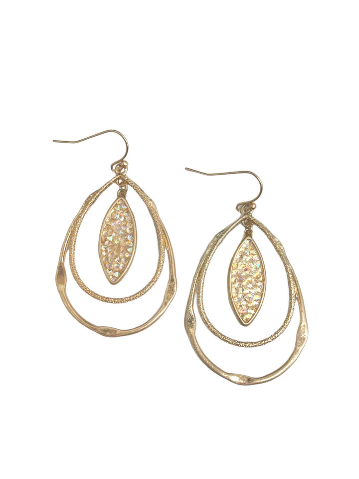 Layered Teardrop Rhinestone Earrings