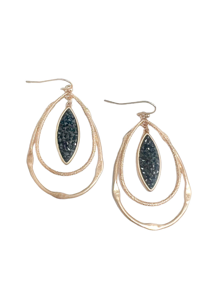 Layered Teardrop Rhinestone Earrings